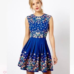 Asos Skater Dress with Floral Embroidery